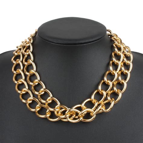 Gold Metal Double Chain Necklace 